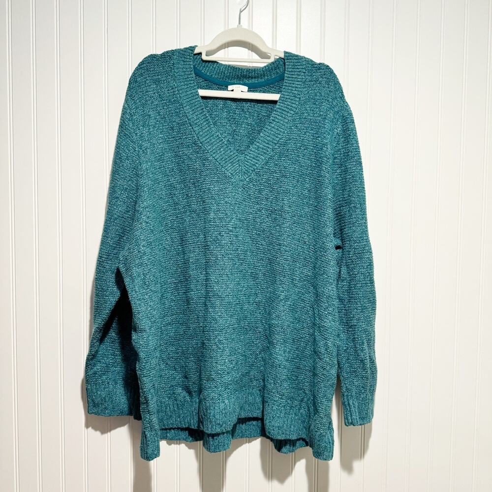 J Jill Teal Blue Sweater Tunic Cotton Blend Plus Size 4X - Picture 1 of 5